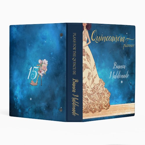 Quinceaera Midnight Stars and Rosegold Planner Mini Binder