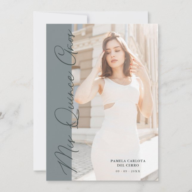 Quinceañera Minimalist Photo Funny Typography Invitation (Front)