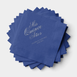 Quinceanera Mis Quince Anos Blue Custom Name Foil Napkins
