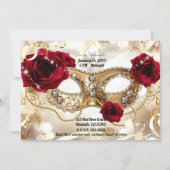 Quinceañera Mis Quiñce Cream Gold Masquerade Party Invitation (Back)