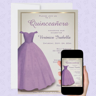Quinceañera mis quince party purple invitation
