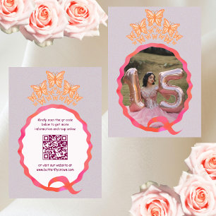 Quinceañera Miss Quince Butterfly Crown Squiggle Enclosure Card