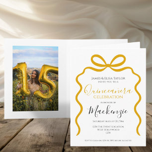 Quinceanera Modern Ribbon Frame Invitation