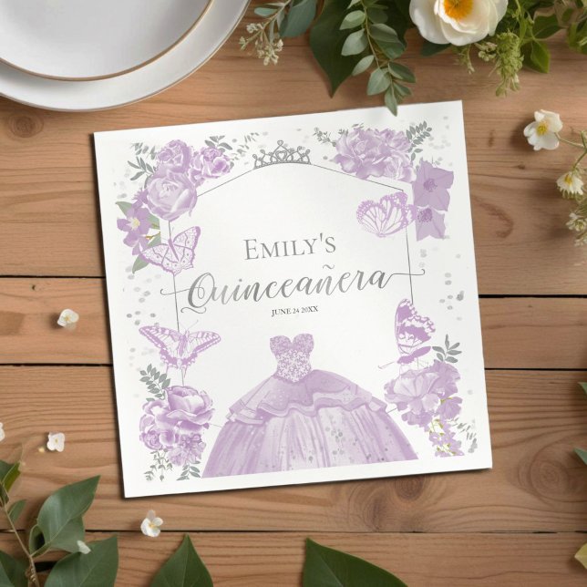 Quinceanera Napkins Lavender Dress Floral (Creator Uploaded)
