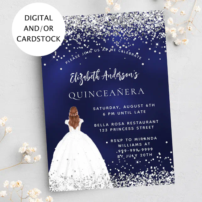 クリミナルガールズ INVITATION The Best Price d2ldlup Quinceanera navy blue glitter dress invitation | Zazzle