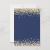 Quinceanera Navy Blue Gold Modern Glitter Sparkle Invitation (Back)