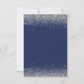 Quinceanera Navy Blue Silver Modern Glitter Invitation (Back)
