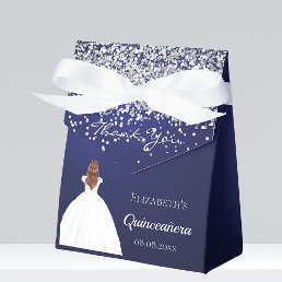Quinceanera navy blue white dress party favor boxes