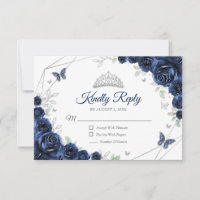Quinceanera Navy Silver Floral Reply
