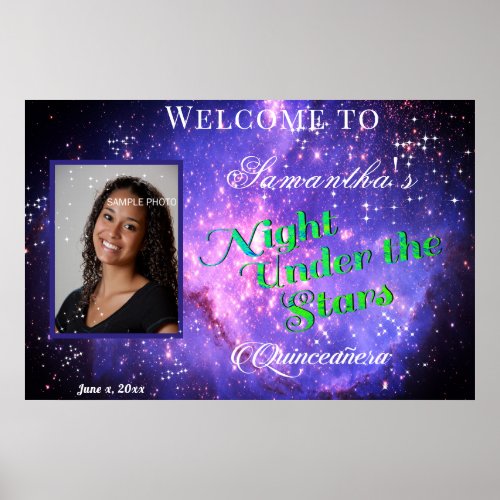 Quinceanera Neon Under the Stars Galaxy Quince Poster