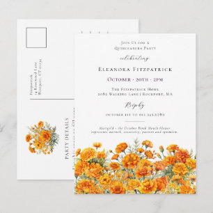 Quinceanera October Birth Month Flower Marigold Invitation Postcard