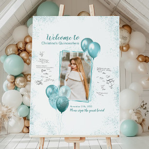 Quinceañera or Sweet 16 Turquoise Signature Photo Foam Board