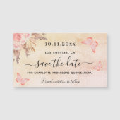 Quinceanera pampas butterfly save the date magnet (Front)