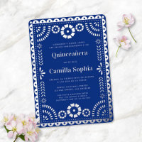 Quinceañera Papel Picado Elegant Royal Blue Silver