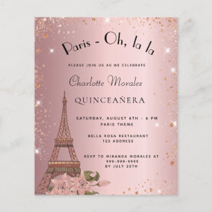 Quinceanera Paris blush pink budget invitation Flyer