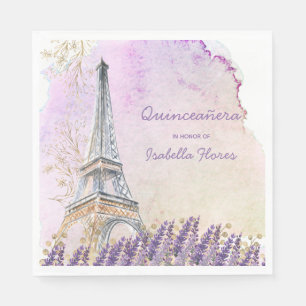 Quinceanera Paris Eiffel Tower French Lavender Napkins