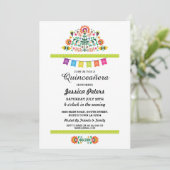 Quinceanera Party Floral Fiesta Mexican Birthday Invitation (Standing Front)