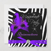 Quinceanera Party Masquerade Purple Zebra Invitation (Front)