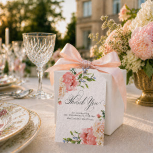 Quinceanera Party Pink Floral Custom Favor Tags