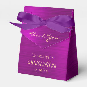 Quinceanera party purple pink thank you monogram favor boxes
