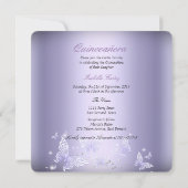 Quinceanera Party Purple Tiara Butterfly 2 Invitation (Back)