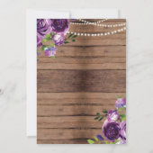 Quinceanera Party Purple Wood Flowers Invite 15th (Back)
