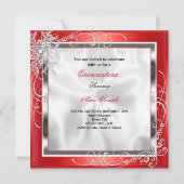 Quinceanera Party Red Silver Dress Heels S5 Invitation (Back)