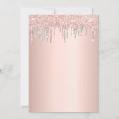 Quinceanera party rose gold glitter pink silver invitation (Back)