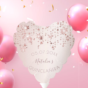 Quinceanera party rose gold pink stars glam balloon