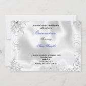 Quinceanera Party Royal Blue Silver Snowflakes Invitation (Back)