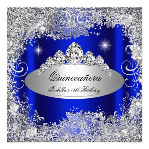 Blue Quinceanera Invitations 1