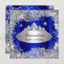 Quinceanera Party Royal Blue Silver Tiara Invitation