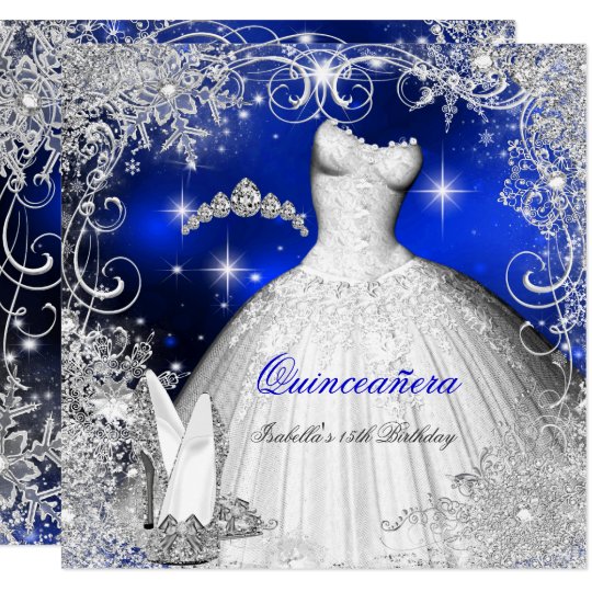 Quinceanera Party Royal Blue Winter Wonderland Invitation Zazzle Com