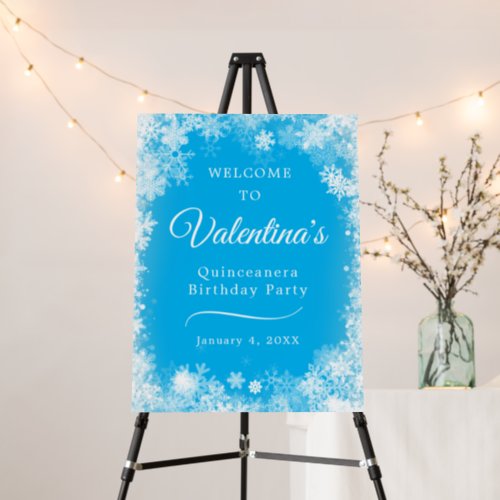 Quinceanera Party Snowflake Blue Welcome Foam Board