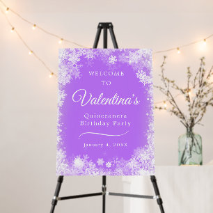 Quinceanera Party Snowflake Purple Welcome Foam Board
