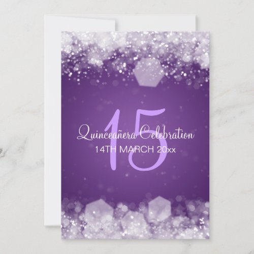 Quinceañera Party Sparkling Night Purple Invitation