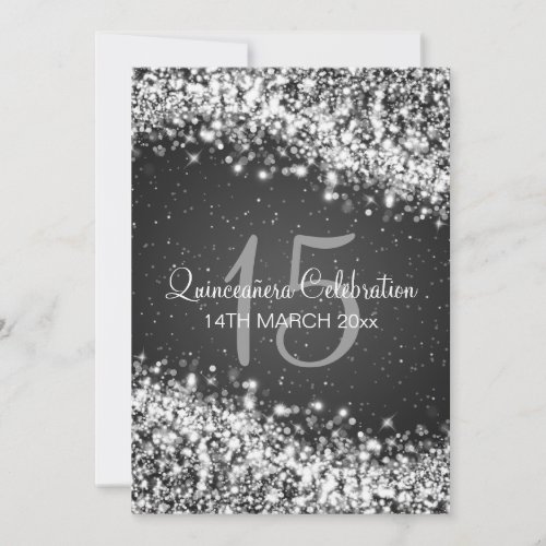 Quinceañera Party Sparkling Wave Black Card