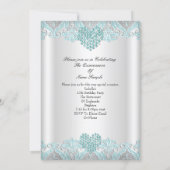 Quinceanera Party Teal Blue Hearts Lace Tiara Invitation (Back)