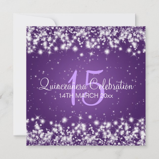 Quinceañera Party Winter Sparkle Purple Invitation (Front)