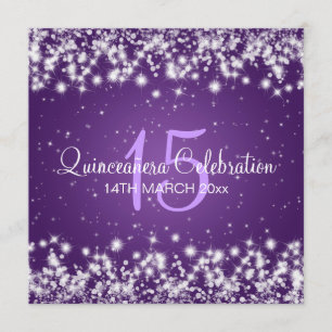 Quinceañera Party Winter Sparkle Purple Invitation