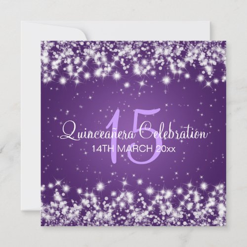 Quinceaera Party Winter Sparkle Purple Invitation