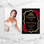 Quinceanera Party With Photo - Black Red Gold Invitation