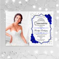 Quinceanera Party With Photo - Silver Royal Blue