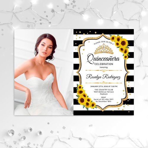 Quinceanera Party With Photo _ Sunflowers Invitation