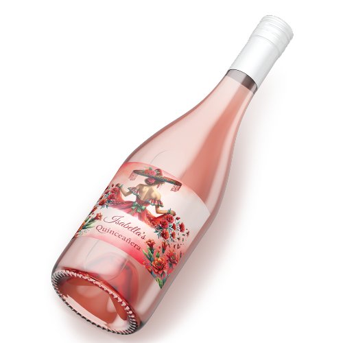 Quinceaera Personalized Beautiful red  Sparkling Wine Label
