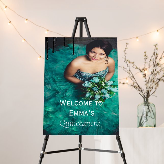 Quinceañera Photo Birthday Party Welcome  Foam Board (In Situ (Stand))