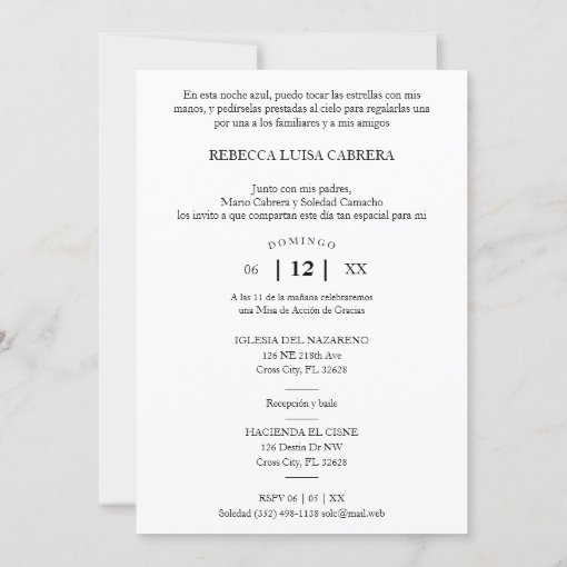 Quinceañera Photo Classic Chic Typography Script Invitation | Zazzle