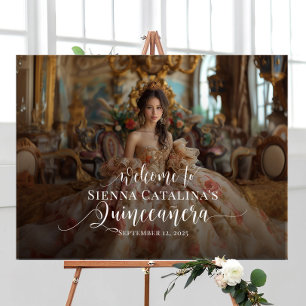 Quinceanera photo welcome sign elegant calligraphy