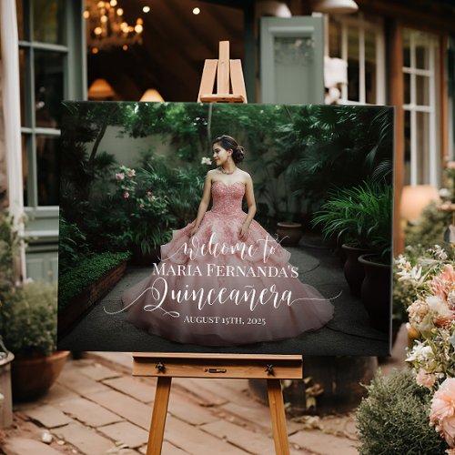 Quinceanera photo welcome sign elegant calligraphy