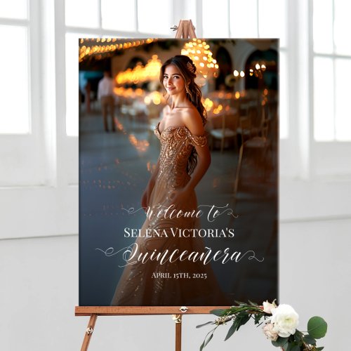Quinceanera photo welcome sign elegant calligraphy